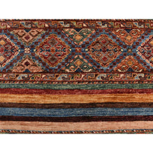 Load image into Gallery viewer, 2&#39;10&quot;x8&#39;4&quot; Pompeian Red, All Natural Wool, Hand Knotted, Denser Weave, Super Kazak Khorjin Design, Runner Oriental Rug FWR469296