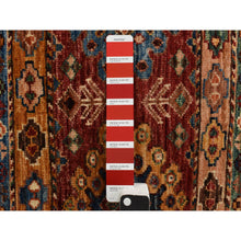 Load image into Gallery viewer, 2&#39;10&quot;x8&#39;4&quot; Pompeian Red, All Natural Wool, Hand Knotted, Denser Weave, Super Kazak Khorjin Design, Runner Oriental Rug FWR469296