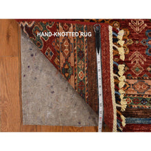 Load image into Gallery viewer, 2&#39;10&quot;x8&#39;4&quot; Pompeian Red, All Natural Wool, Hand Knotted, Denser Weave, Super Kazak Khorjin Design, Runner Oriental Rug FWR469296