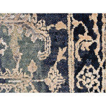 Load image into Gallery viewer, 2&#39;5&quot;x6&#39;1&quot; College Navy Blue, Persian Heriz, Broken And Erased Design, Wool And Silk, Hand Knotted, Runner Oriental Rug FWR469314