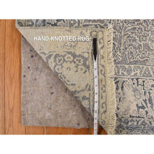 Load image into Gallery viewer, 4&#39;x6&#39; Spruce Blue, Wool with Pure Silk, Broken And Erased Persian Design, Hand Knotted Oriental Rug FWR469332