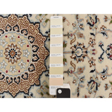 Load image into Gallery viewer, 2&#39;9&quot;x8&#39;6&quot; Swan White, 250 KPSI, Nain with Center Motif Flower Design, Wool and Silk, Hand Knotted, Runner Oriental Rug FWR469338