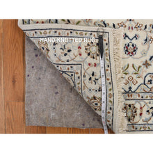 Load image into Gallery viewer, 2&#39;9&quot;x8&#39;6&quot; Swan White, 250 KPSI, Nain with Center Motif Flower Design, Wool and Silk, Hand Knotted, Runner Oriental Rug FWR469338