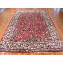 Load image into Gallery viewer, 10&#39;x13&#39;9&quot; Crimson Red, Vintage Persian Sarouk in Mint Condition, Full Pile, 100% Wool, Hand Knotted, Oriental Rug FWR469344