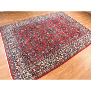 10'x13'9" Crimson Red, Vintage Persian Sarouk in Mint Condition, Full Pile, 100% Wool, Hand Knotted, Oriental Rug FWR469344