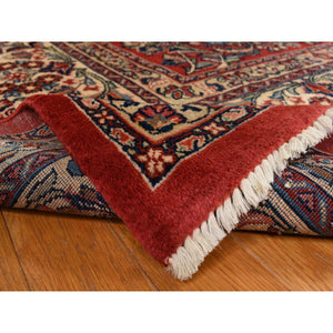 10'x13'9" Crimson Red, Vintage Persian Sarouk in Mint Condition, Full Pile, 100% Wool, Hand Knotted, Oriental Rug FWR469344