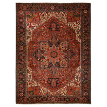 Load image into Gallery viewer, 11&#39;x14&#39;7&quot; Terracotta Red, Larger Antique Persian Heriz in Good Condition, Even Wear, 100% Wool, Professionally Cleaned, Sides and Ends Secured, Hand Knotted, Oversized, Oriental Rug FWR469356