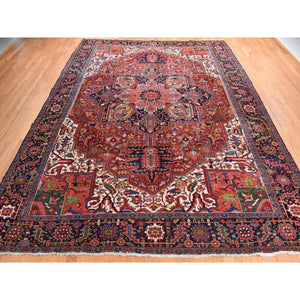 11'x14'7" Terracotta Red, Larger Antique Persian Heriz in Good Condition, Even Wear, 100% Wool, Professionally Cleaned, Sides and Ends Secured, Hand Knotted, Oversized, Oriental Rug FWR469356