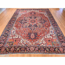 Load image into Gallery viewer, 11&#39;x14&#39;7&quot; Terracotta Red, Larger Antique Persian Heriz in Good Condition, Even Wear, 100% Wool, Professionally Cleaned, Sides and Ends Secured, Hand Knotted, Oversized, Oriental Rug FWR469356