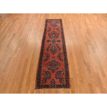 Load image into Gallery viewer, 2&#39;7&quot;x10&#39; Prismatic Red, Antique Persian Sarouk Mohajeren in Excellent Condition, Clean, Full Pile and Soft, Sides and Ends Professionally Secured, 100% Wool, Hand Knotted, Runner, Oriental Rug FWR469380