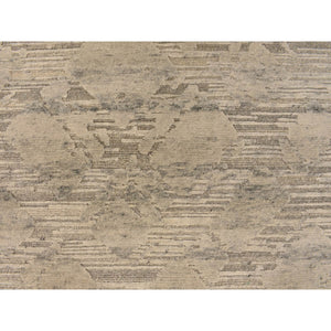 8'1"x8'1" Thunder Gray, Hand Spun, Undyed Natural Wool, Modern, Hand Knotted, Round, Oriental Rug FWR469422