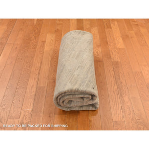 8'1"x8'1" Thunder Gray, Hand Spun, Undyed Natural Wool, Modern, Hand Knotted, Round, Oriental Rug FWR469422