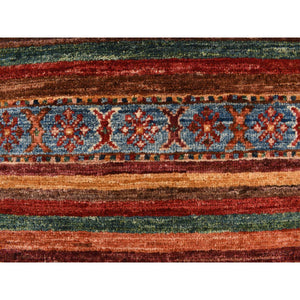 2'10"x7'10" Barn Red, Hand Knotted, Pure and Soft Wool, Super Kazak Khorjin Design, Runner, Oriental Rug FWR469458