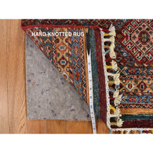 Load image into Gallery viewer, 2&#39;10&quot;x7&#39;10&quot; Barn Red, Hand Knotted, Pure and Soft Wool, Super Kazak Khorjin Design, Runner, Oriental Rug FWR469458