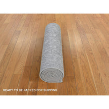 Load image into Gallery viewer, 2&#39;5&quot;x12&#39; Cloud Gray, Jacquard Hand Loomed, Broken Cypress Tree Design, Silken Thick and Plush, Runner, Oriental Rug FWR469470