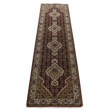 Load image into Gallery viewer, 2&#39;7&quot;x12&#39; Chocolate Cosmos Red, Tabriz Mahi with Fish Medallion Design, Hand Knotted, 100% Wool, Dense Weave, Runner, Oriental Rug FWR469482