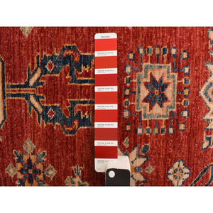 2'7"x13'1" Carnelian Red, Afghan Super Kazak, Hand Knotted, Shiny Wool, Vegetable Dyes, Runner, Oriental Rug FWR469506