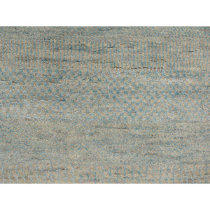 2'5"x8' Medium Turquoise, Modern, Grass Design, Wool and Silk, Hand Knotted, Runner, Oriental Rug FWR469512