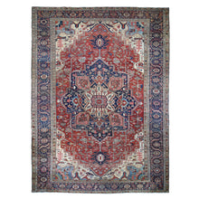 Load image into Gallery viewer, 12&#39;1&quot;x19&#39;2&quot; Auburn Red, Antique Persian Serapi Heriz, Hand Knotted, 100% Wool, Some Wear, Clean, Oversized, Oriental Rug FWR469566