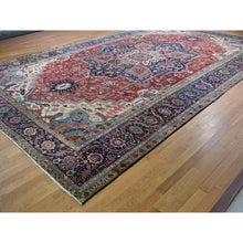 Load image into Gallery viewer, 12&#39;1&quot;x19&#39;2&quot; Auburn Red, Antique Persian Serapi Heriz, Hand Knotted, 100% Wool, Some Wear, Clean, Oversized, Oriental Rug FWR469566