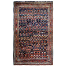 Load image into Gallery viewer, 12&#39;6&quot;x20&#39;1&quot; Midnight Blue, Antique Persian Bijar, Densley Woven with Fine Wool, Good Condition, Repetitive All Over Tribal Guls Design, Hand Knotted, Oversized, Oriental Rug FWR469632