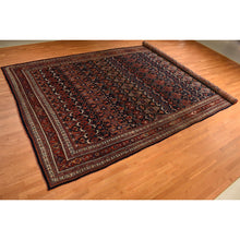 Load image into Gallery viewer, 12&#39;6&quot;x20&#39;1&quot; Midnight Blue, Antique Persian Bijar, Densley Woven with Fine Wool, Good Condition, Repetitive All Over Tribal Guls Design, Hand Knotted, Oversized, Oriental Rug FWR469632