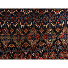 Load image into Gallery viewer, 12&#39;6&quot;x20&#39;1&quot; Midnight Blue, Antique Persian Bijar, Densley Woven with Fine Wool, Good Condition, Repetitive All Over Tribal Guls Design, Hand Knotted, Oversized, Oriental Rug FWR469632