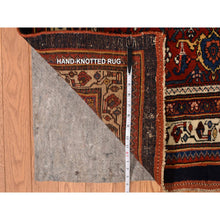 Load image into Gallery viewer, 12&#39;6&quot;x20&#39;1&quot; Midnight Blue, Antique Persian Bijar, Densley Woven with Fine Wool, Good Condition, Repetitive All Over Tribal Guls Design, Hand Knotted, Oversized, Oriental Rug FWR469632