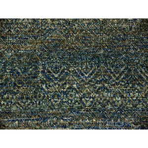 8'1"x10'1" Moss Forest Green, Diamond Shape Repetitive Design, Borderless Hand Knotted, Kohinoor Herat, 100% Wool, Tone on Tone, Oriental Rug FWR477996