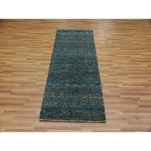 Load image into Gallery viewer, 2&#39;6&quot;x6&#39; Juniper Forest Green, 100% Plush Wool, Tone on Tone, Hand Knotted, Kohinoor Herat Small Geometric Repetitive Design, Runner Oriental Rug FWR478002