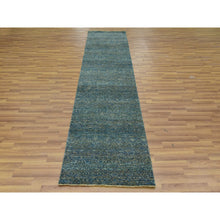 Load image into Gallery viewer, 2&#39;6&quot;x10&#39;1&quot; Clover Green, Kohinoor Herat, 100% Wool, Diamond Shape Repetitive Design, Borderless Hand Knotted, Tone on Tone, Runner Oriental Rug FWR478026