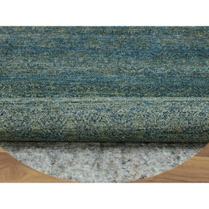 8'x8' Sacramento Green, Kohinoor Herat, 100% Wool, Diamond Shape Repetitive Design, Borderless Hand Knotted, Tone on Tone, Round Oriental Rug FWR478044