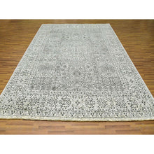 Load image into Gallery viewer, 9&#39;1&quot;x12&#39; Egg Shell White, Mamluk Dynasty, Tone on Tone Design, Undyed Shiny Wool, Hand Knotted, Oriental Rug FWR478074