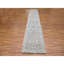 Load image into Gallery viewer, 2&#39;7&quot;x14&#39;1&quot; Mint Cream White, Mamluk Dynasty, Tone on Tone, Luxurious Wool, Denser Weave, Hand Knotted, Runner Oriental Rug FWR478128