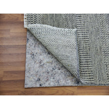 Load image into Gallery viewer, 2&#39;6&quot;x29&#39;9&quot; Steeple Gray, Natural Undyed Wool, Hand Knotted Modern Grass Design, Tone on Tone, XL Runner Oriental Rug FWR478194