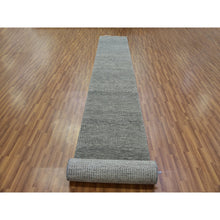 Load image into Gallery viewer, 2&#39;7&quot;x22&#39;1&quot; Stone Eagle Gray, Modern Tone on Tone Grass Organic Undyed Wool Design, Hand Knotted, XL Runner Oriental Rug FWR478212