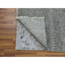 Load image into Gallery viewer, 2&#39;8&quot;x20&#39; Owl Gray, Hand Knotted, Tone on Tone, Modern Grass Design, XL Runner 100% Undyed Wool Oriental Rug FWR478218