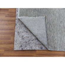 Load image into Gallery viewer, 2&#39;5&quot;x29&#39;5&quot; Limestone Gray, Hand Knotted, Pure Undyed Wool, Tone on Tone, XL Runner Modern Grass Design Oriental Rug FWR478314