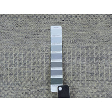 Load image into Gallery viewer, 2&#39;5&quot;x29&#39;5&quot; Limestone Gray, Hand Knotted, Pure Undyed Wool, Tone on Tone, XL Runner Modern Grass Design Oriental Rug FWR478314