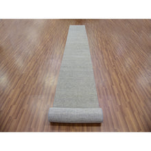 Load image into Gallery viewer, 2&#39;6&quot;x21&#39;8&quot; Castor with Dark Gray, Natural Undyed Wool, Modern Grass Design, Hand Knotted, Tone on Tone, Oriental XL Runner Rug FWR478326