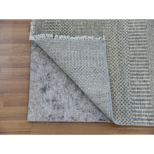 Load image into Gallery viewer, 2&#39;6&quot;x21&#39;8&quot; Castor with Dark Gray, Natural Undyed Wool, Modern Grass Design, Hand Knotted, Tone on Tone, Oriental XL Runner Rug FWR478326