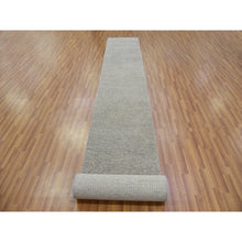 Load image into Gallery viewer, 2&#39;5&quot;x18&#39;6&quot; Scorpion Gray, Organic Undyed Wool, Tone on Tone, Modern Grass Design, Hand Knotted, XL Runner Oriental Rug FWR478338