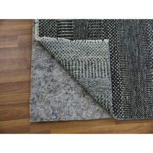 2'7"x26'2" Pantone Gray, Hand knotted Tone on Tone, Undyed 100% Wool, XL Runner Grass Design, Oriental Rug FWR478386