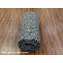 Load image into Gallery viewer, 2&#39;7&quot;x26&#39;2&quot; Pantone Gray, Hand knotted Tone on Tone, Undyed 100% Wool, XL Runner Grass Design, Oriental Rug FWR478386