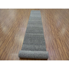 Load image into Gallery viewer, 2&#39;7&quot;x20&#39; Cloudburst Gray, Modern Grass Design, Undyed 100% Wool, Hand Knotted, XL Runner Oriental Tone on Tone Rug FWR478392