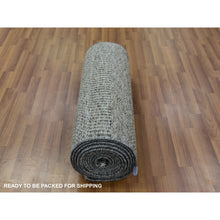 Load image into Gallery viewer, 2&#39;7&quot;x20&#39; Cloudburst Gray, Modern Grass Design, Undyed 100% Wool, Hand Knotted, XL Runner Oriental Tone on Tone Rug FWR478392