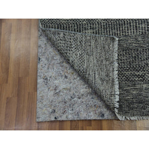 2'5"x32'3" Oyster Mushroom Gray, Hand Knotted, Undyed 100% Wool, Modern Grass Design, Tone on Tone, Oriental XL Runner Rug FWR478416