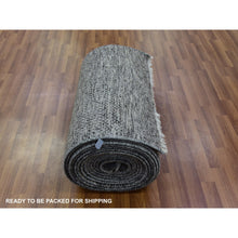 Load image into Gallery viewer, 2&#39;5&quot;x32&#39;3&quot; Oyster Mushroom Gray, Hand Knotted, Undyed 100% Wool, Modern Grass Design, Tone on Tone, Oriental XL Runner Rug FWR478416