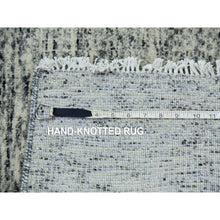 Load image into Gallery viewer, 2&#39;5&quot;x29&#39;7&quot; Heather and Camouflage Gray, Undyed Organic Wool Grass Design, Tone on Tone, Hand Knotted XL Runner Oriental Rug FWR478506