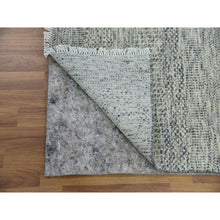 Load image into Gallery viewer, 2&#39;5&quot;x22&#39;4&quot; Misty Gray, Hand Knotted Modern Grass Design, Undyed Tone on Tone XL Runner, 100% Wool, Oriental Rug FWR478518